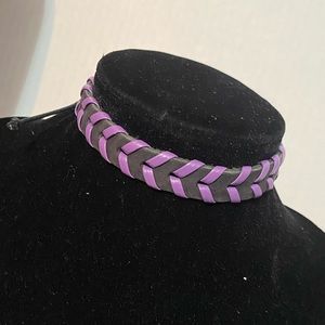 Adjustable Leather Bracelet Herringbone Design